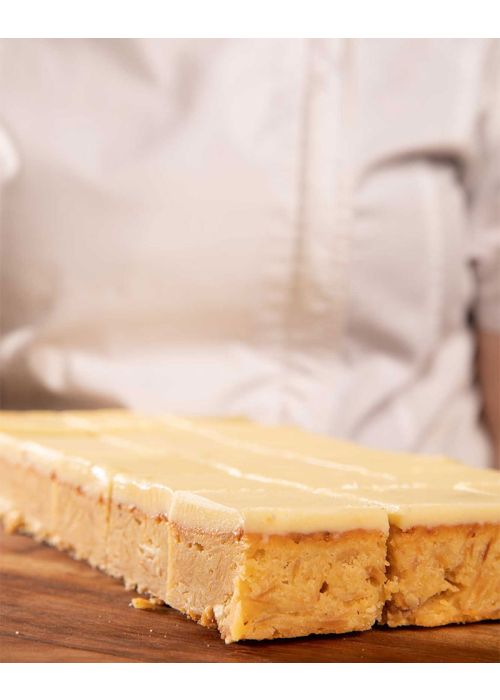 White Chocolate Almond Blondie Slice